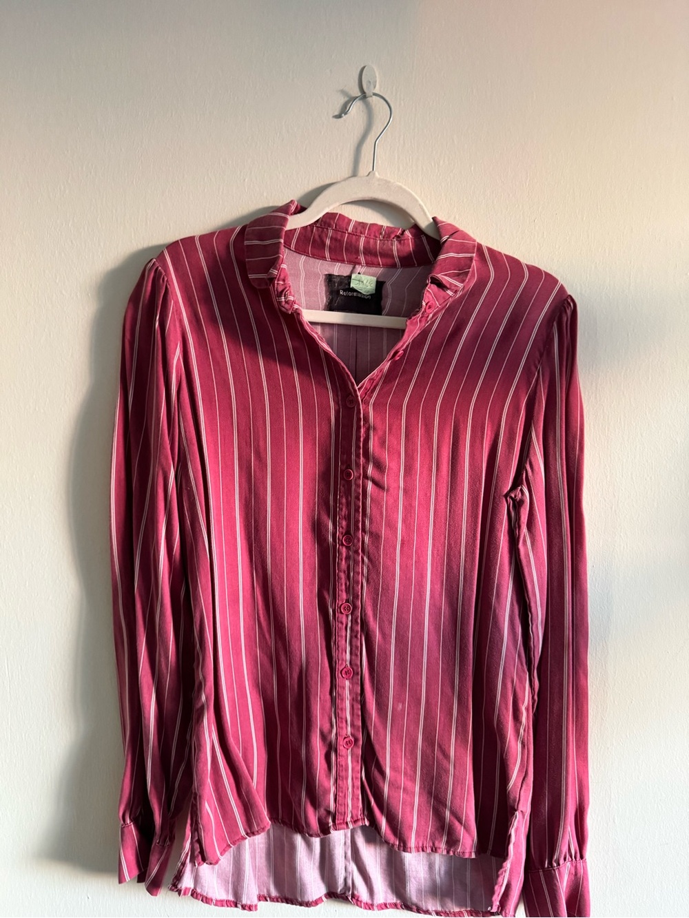 Reformation Striped Button-Down Blouse